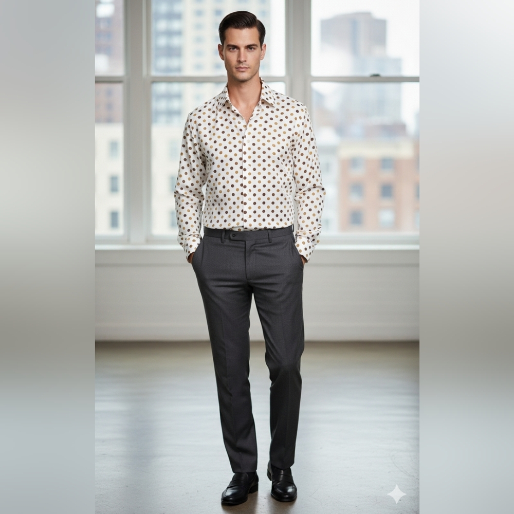 STEVE LAND MODERN FIT FALL POLKADOT COLORS MEN'S BUTTONS DOWN SHIRT SIZE 18